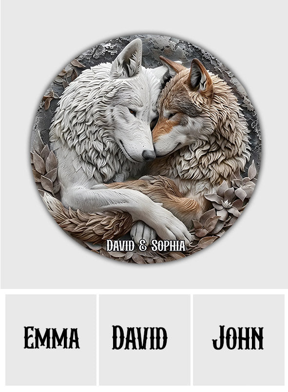 Wolfspaar – Personalisierter runder Wolfsstein