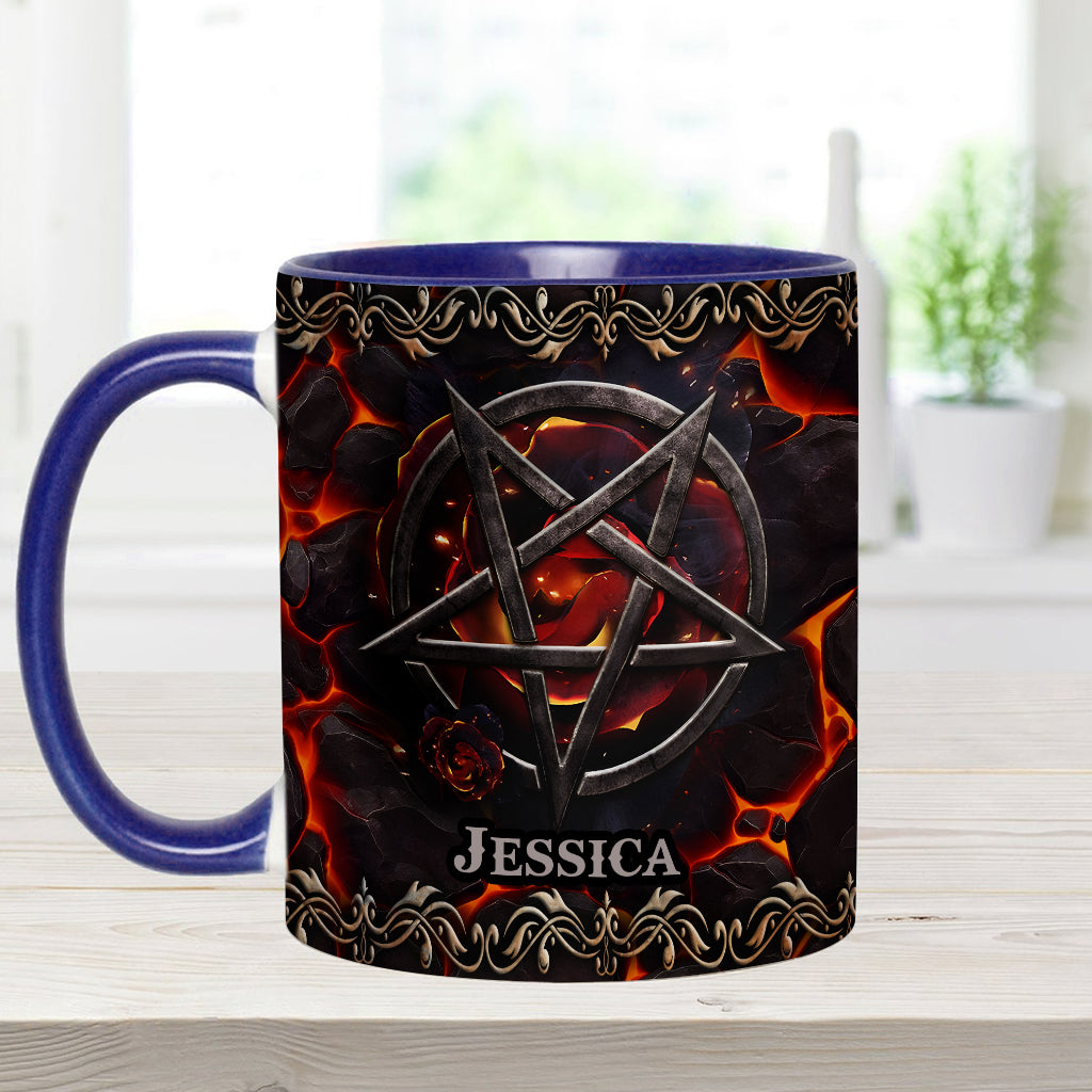 Volcanic Pentacle - Personalized Witch Accent Mug