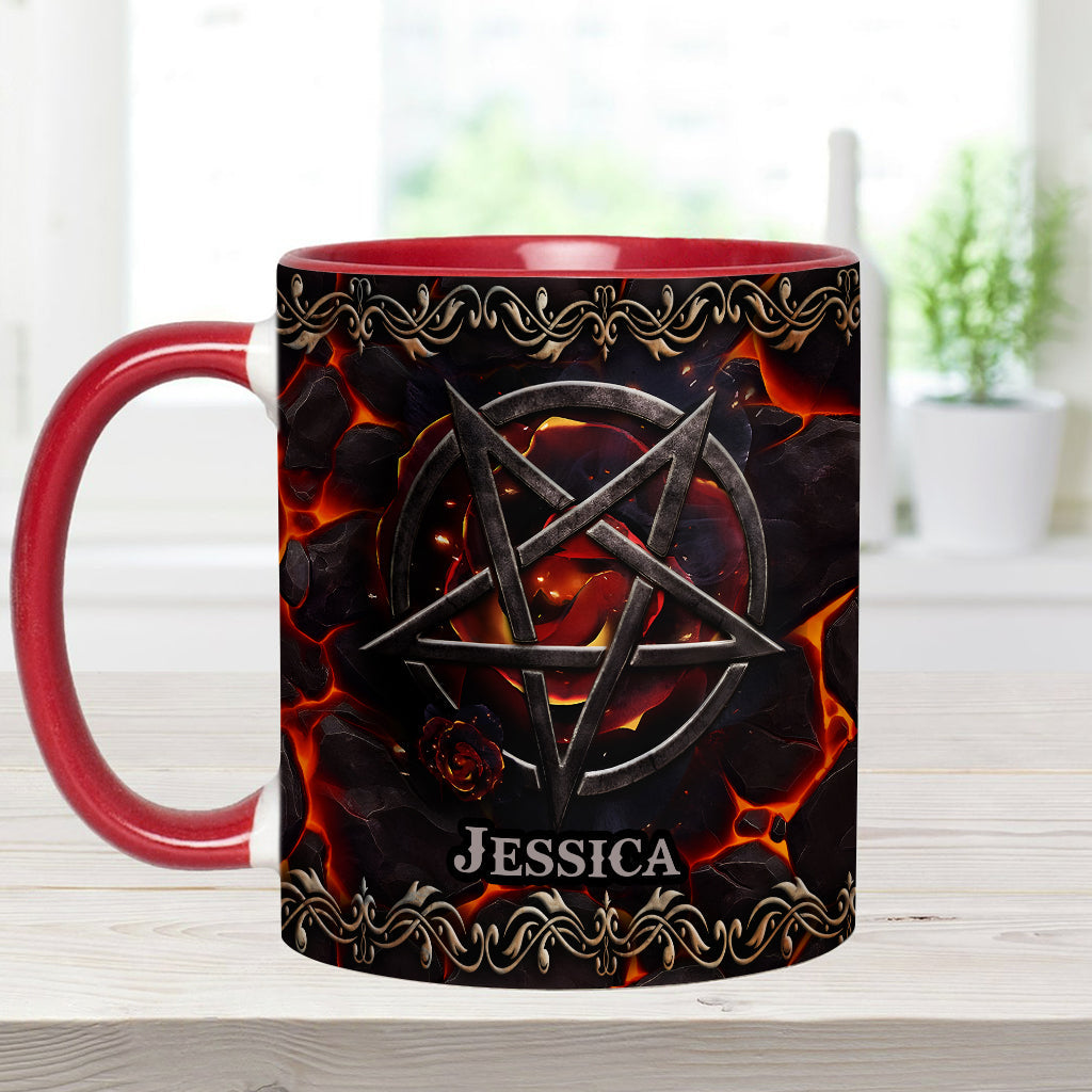 Volcanic Pentacle - Personalized Witch Accent Mug
