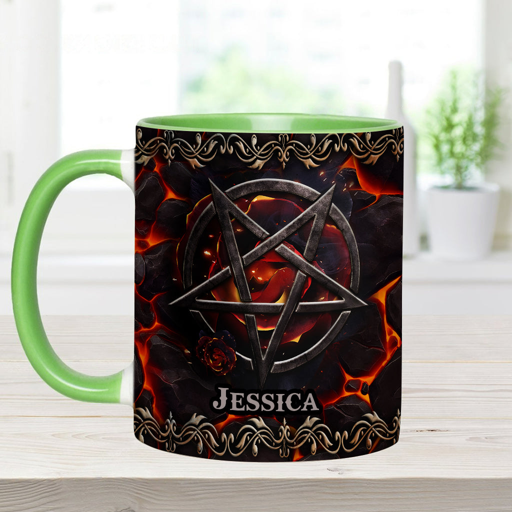 Volcanic Pentacle - Personalized Witch Accent Mug