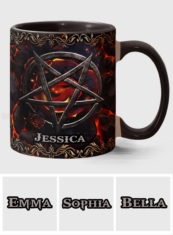 Volcanic Pentacle - Personalized Witch Accent Mug