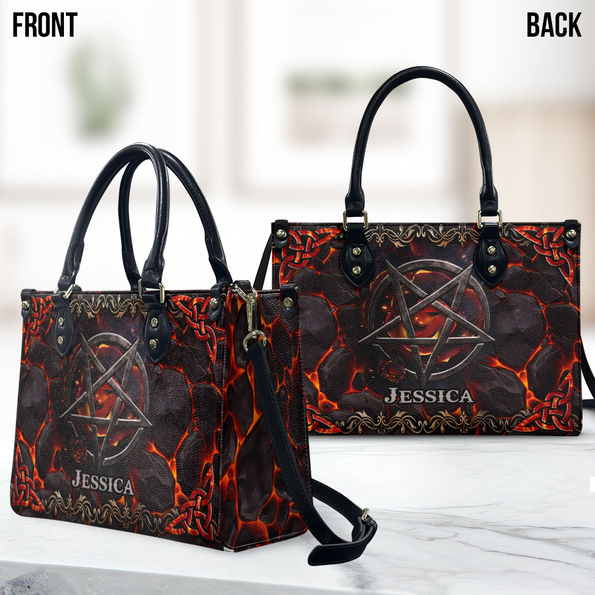 Volcanic Pentacle - Personalized Witch Leather Handbag