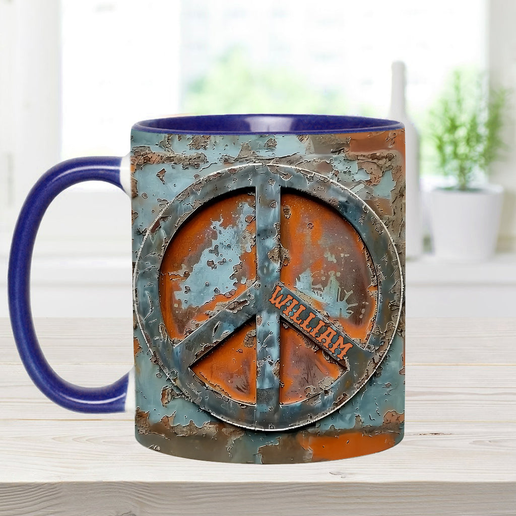 Mug personnalisé « Amour et Paix » style hippie