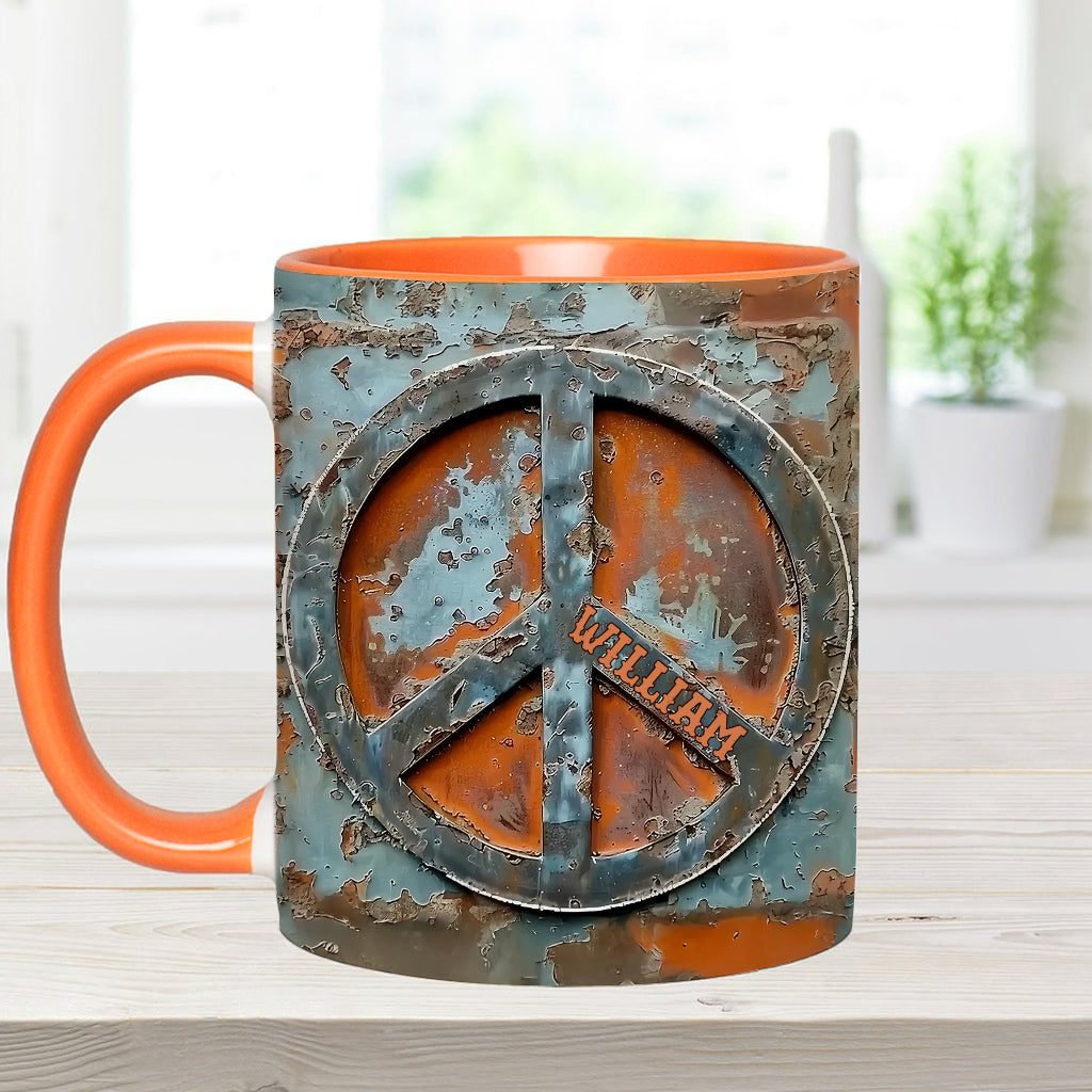 Mug personnalisé « Amour et Paix » style hippie