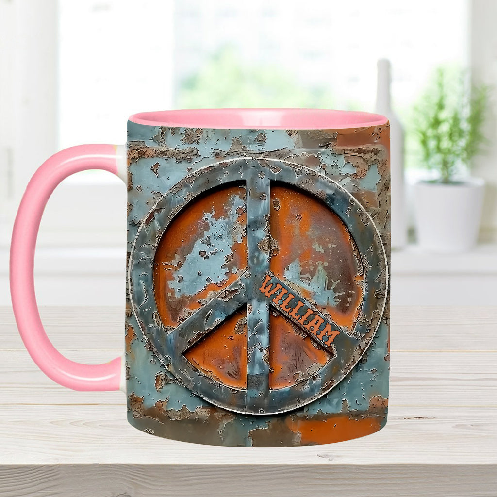 Mug personnalisé « Amour et Paix » style hippie