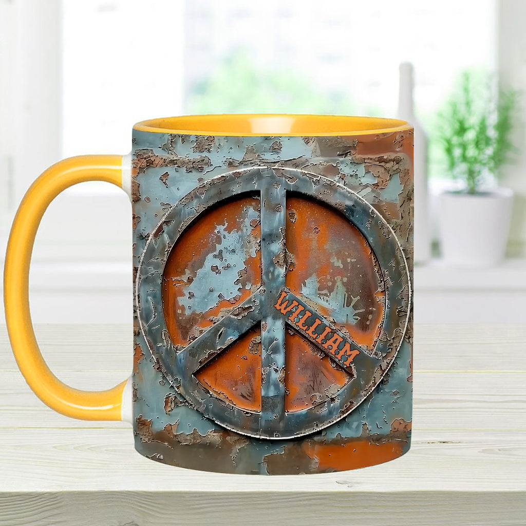 Mug personnalisé « Amour et Paix » style hippie