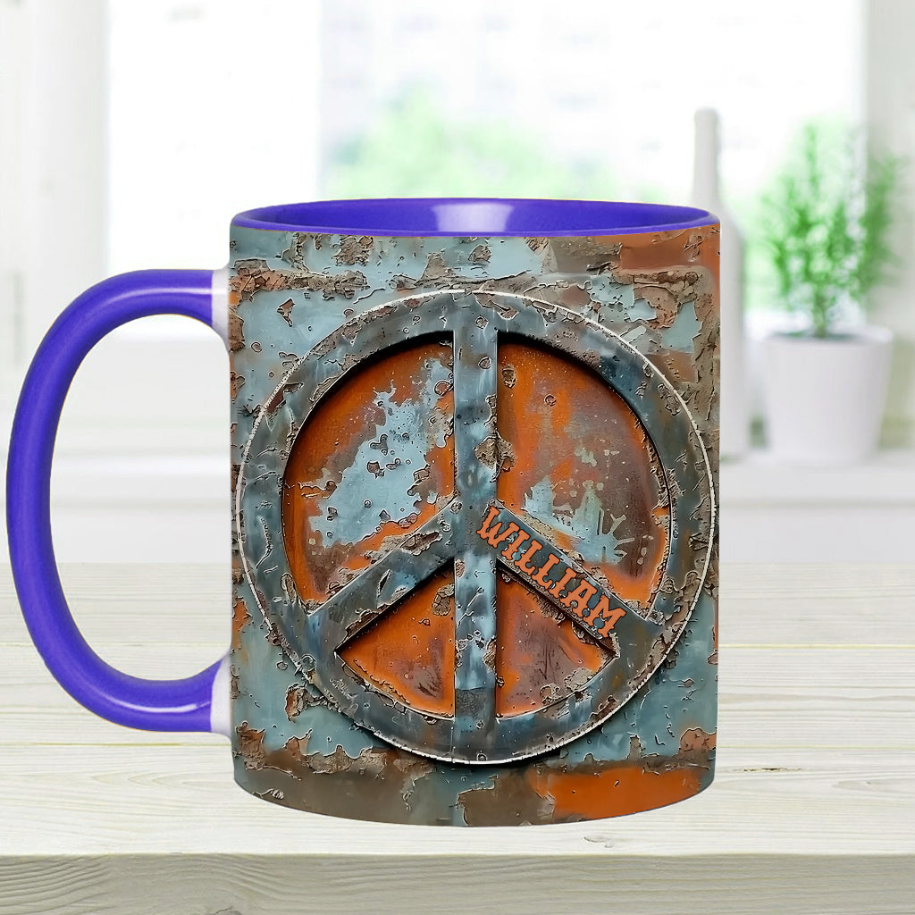 Mug personnalisé « Amour et Paix » style hippie