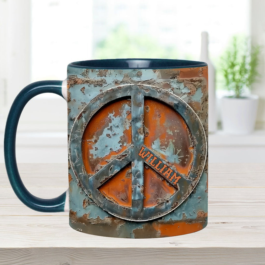 Mug personnalisé « Amour et Paix » style hippie