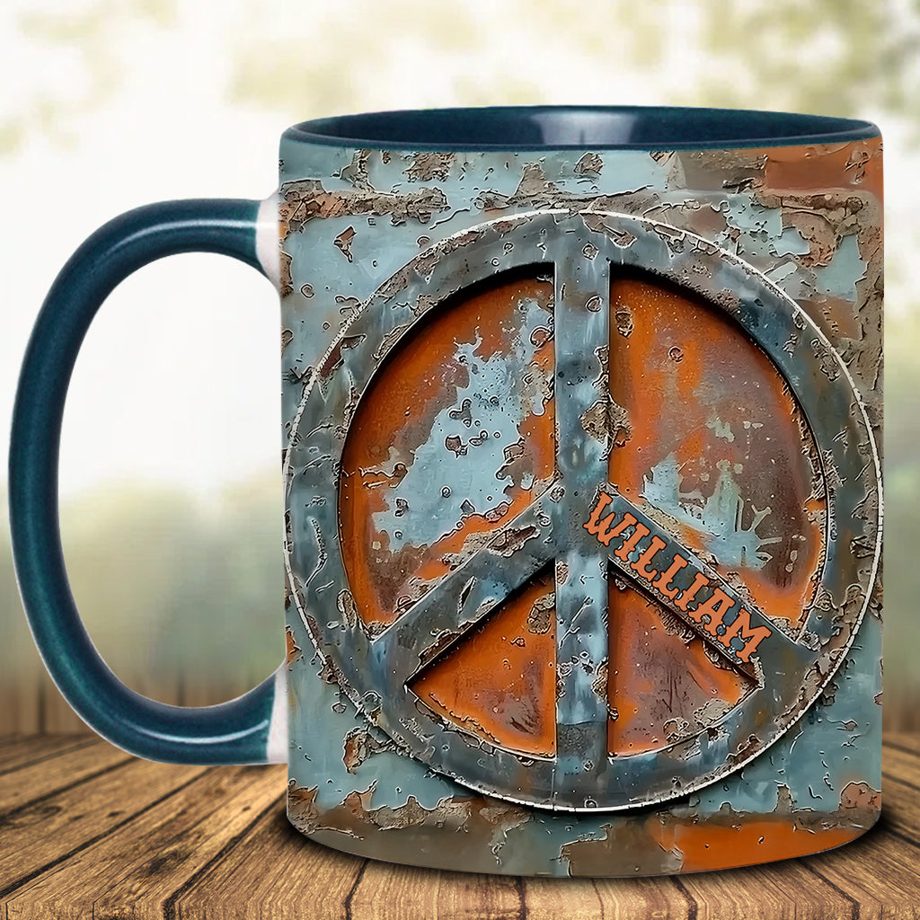 Mug personnalisé « Amour et Paix » style hippie