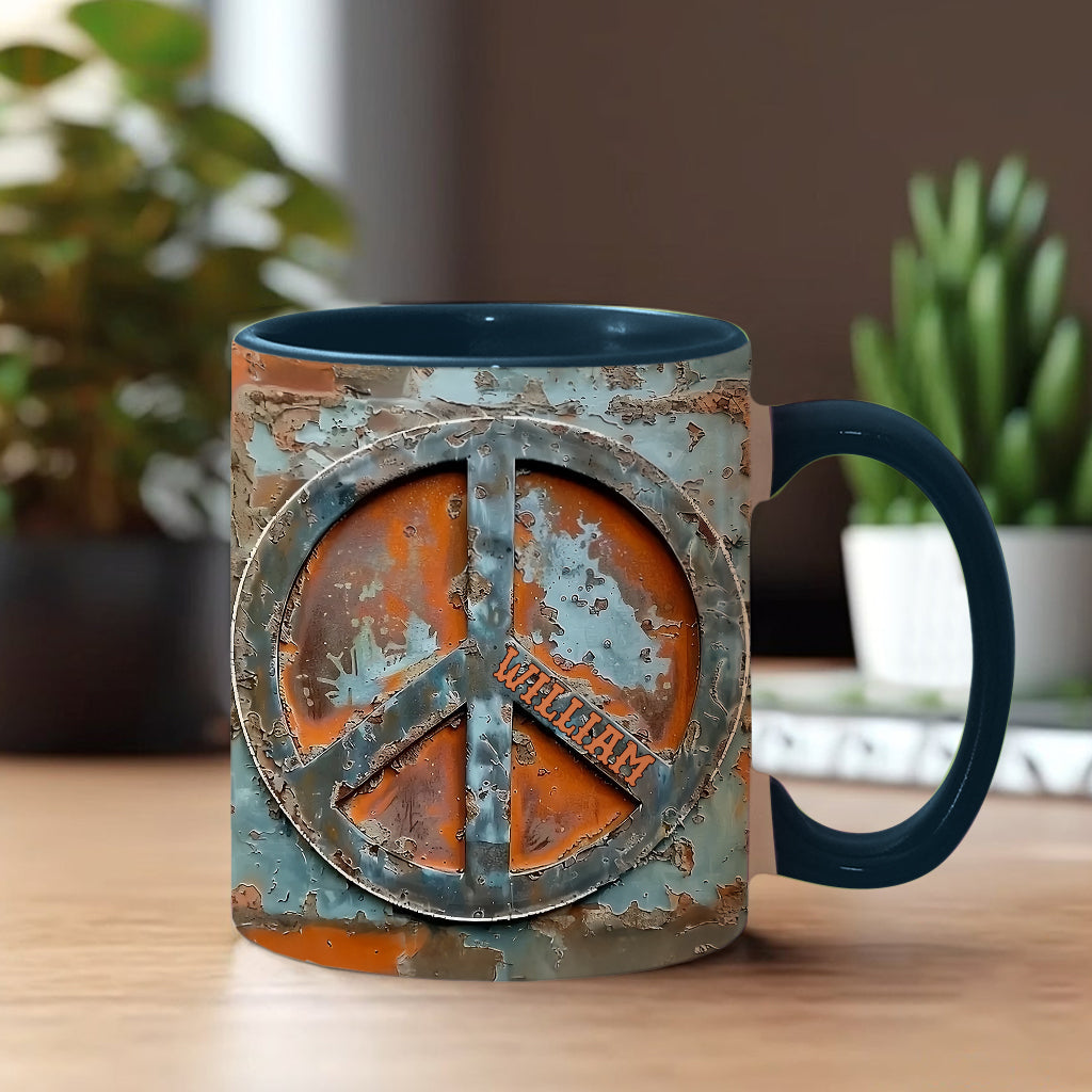 Mug personnalisé « Amour et Paix » style hippie