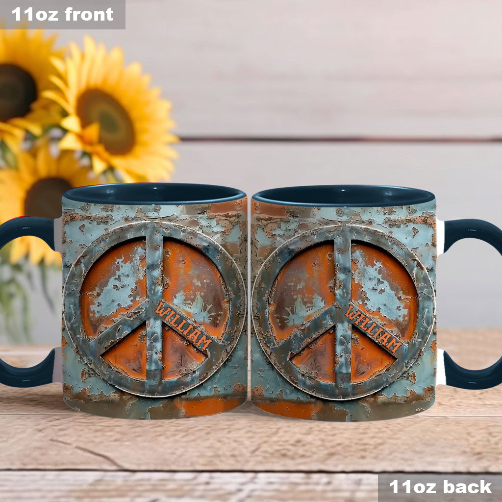 Mug personnalisé « Amour et Paix » style hippie