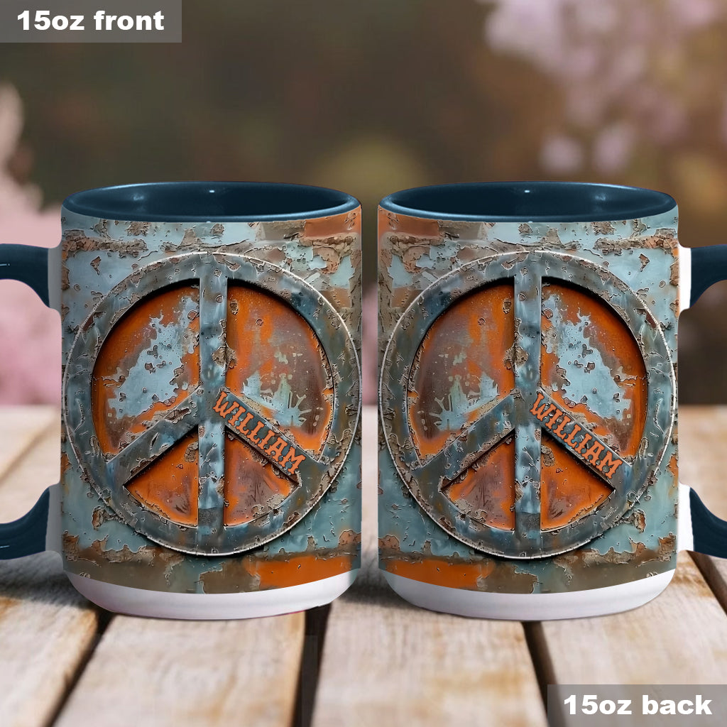 Mug personnalisé « Amour et Paix » style hippie