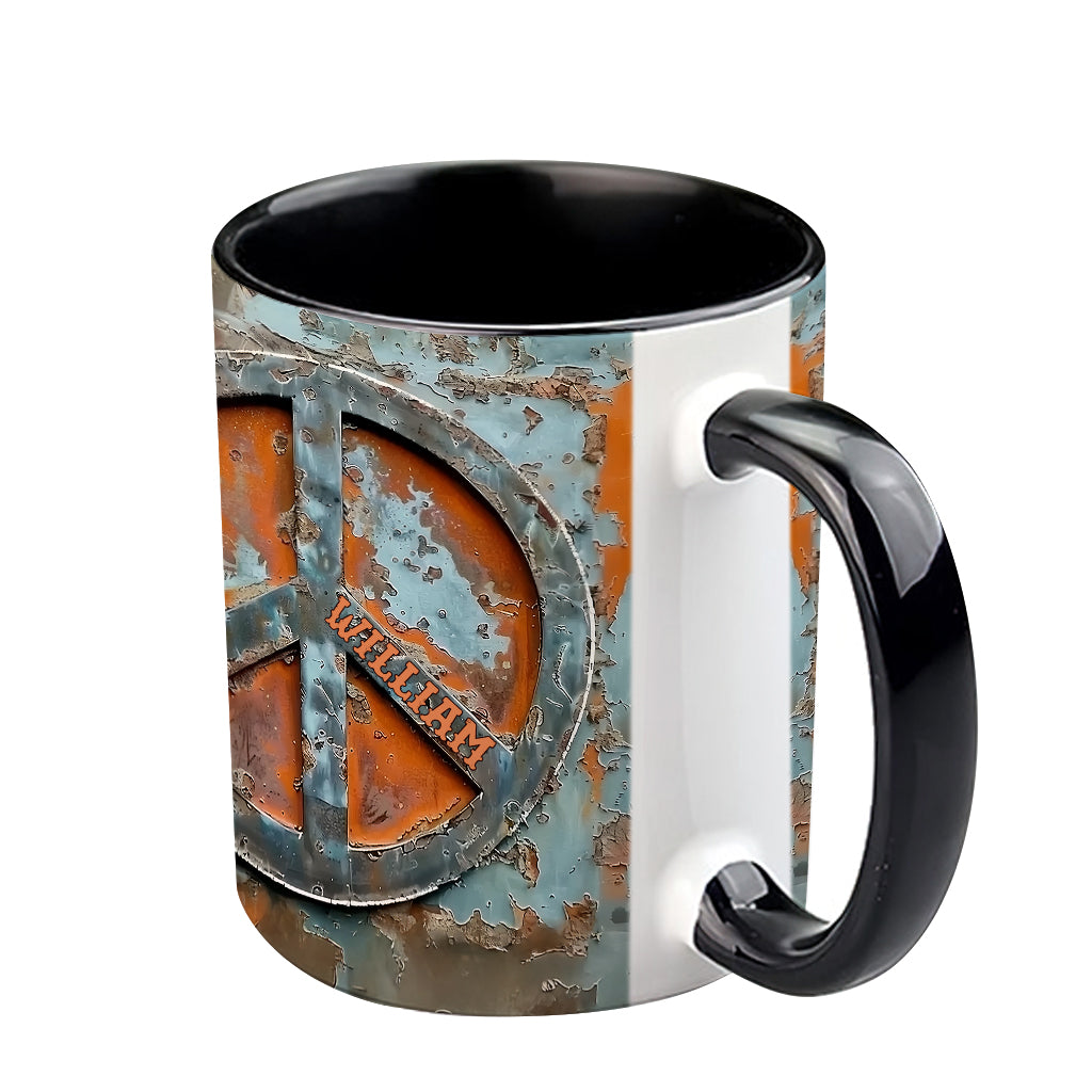 Mug personnalisé « Amour et Paix » style hippie