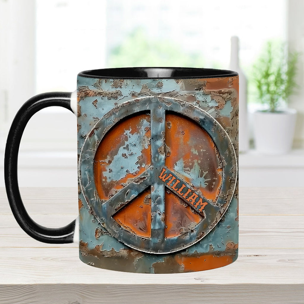 Mug personnalisé « Amour et Paix » style hippie
