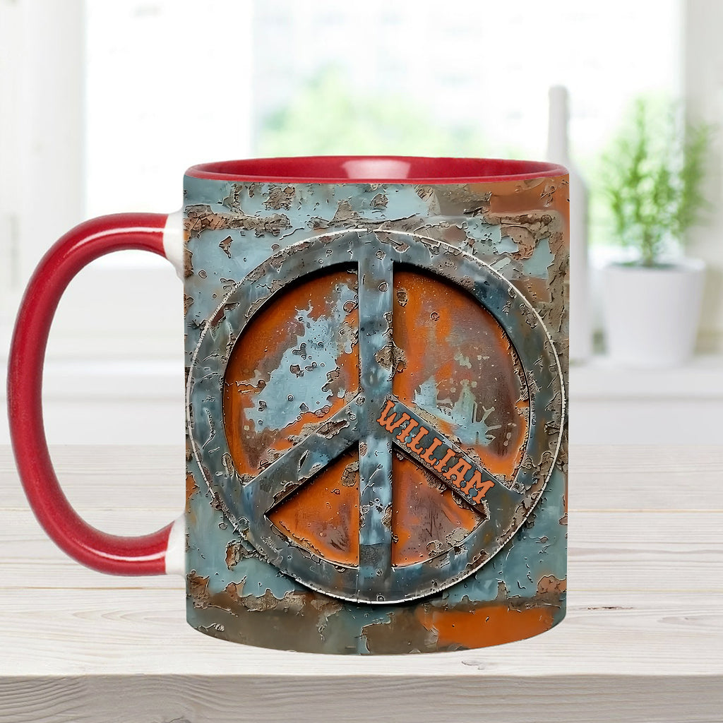 Mug personnalisé « Amour et Paix » style hippie