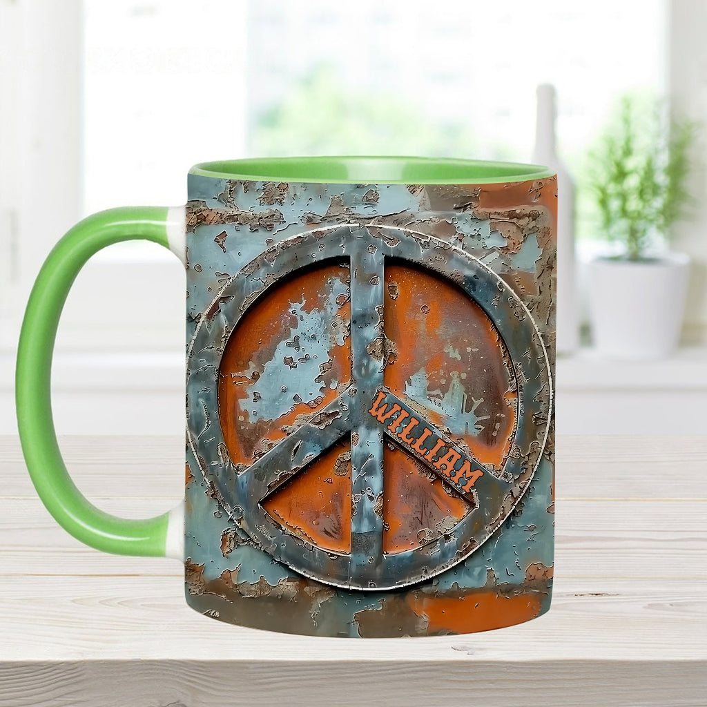 Mug personnalisé « Amour et Paix » style hippie