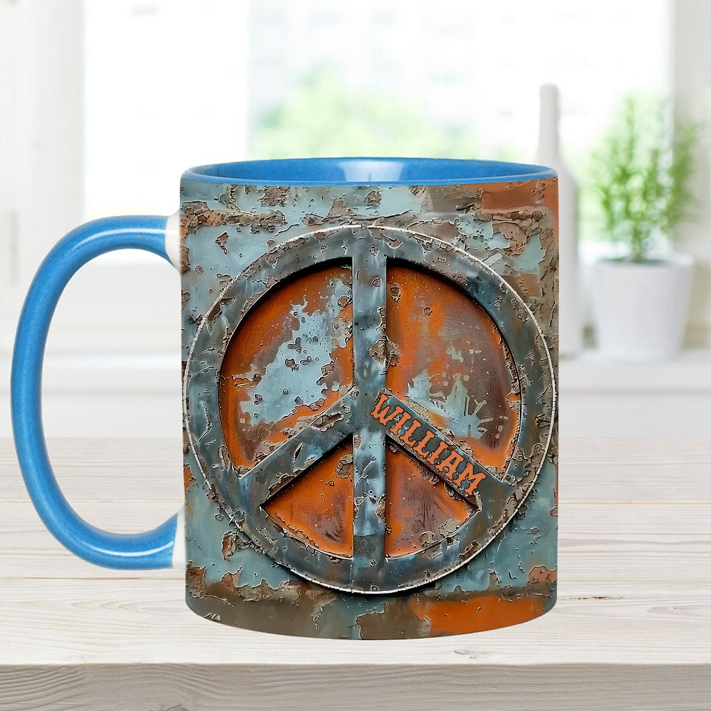 Mug personnalisé « Amour et Paix » style hippie