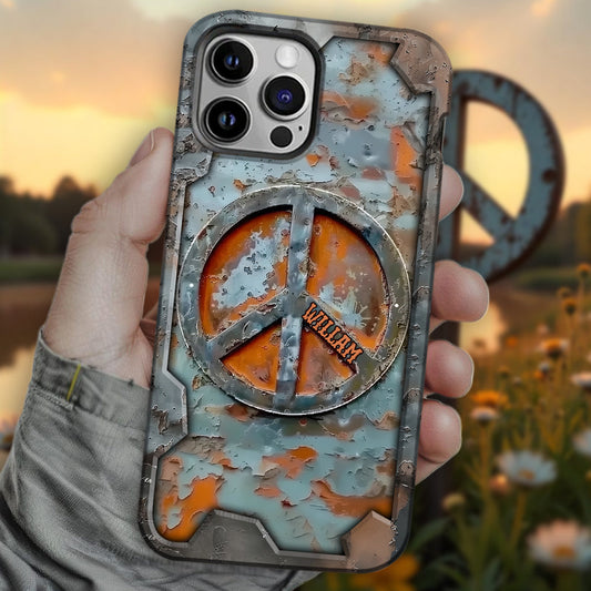 Amour et Paix - Coque de téléphone personnalisée hippie avec imprimé intégral