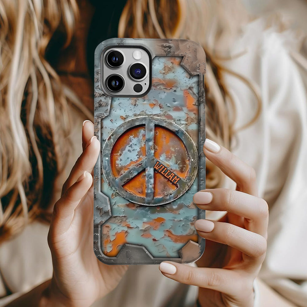 Liebe und Frieden – Personalisierte Handyhülle im Hippie-Stil mit Vollprint