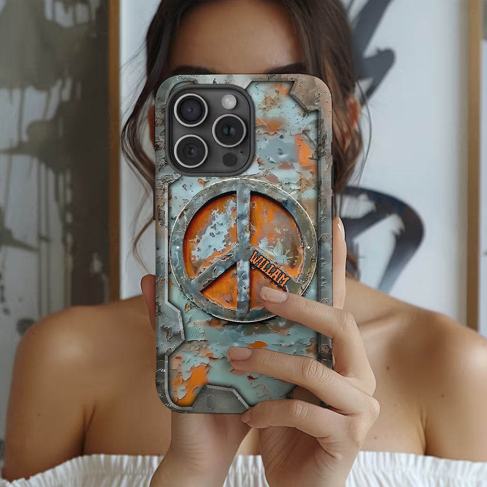 Liebe und Frieden – Personalisierte Handyhülle im Hippie-Stil mit Vollprint