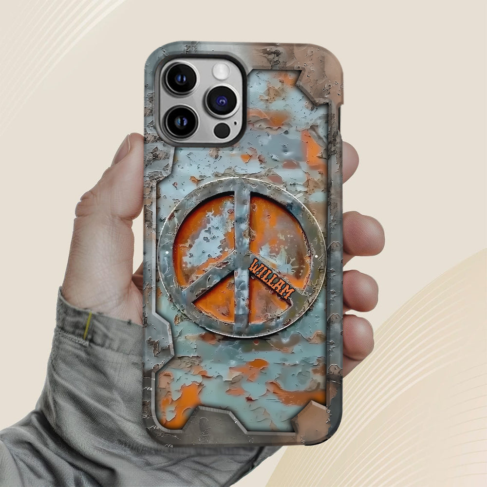 Liebe und Frieden – Personalisierte Handyhülle im Hippie-Stil mit Vollprint