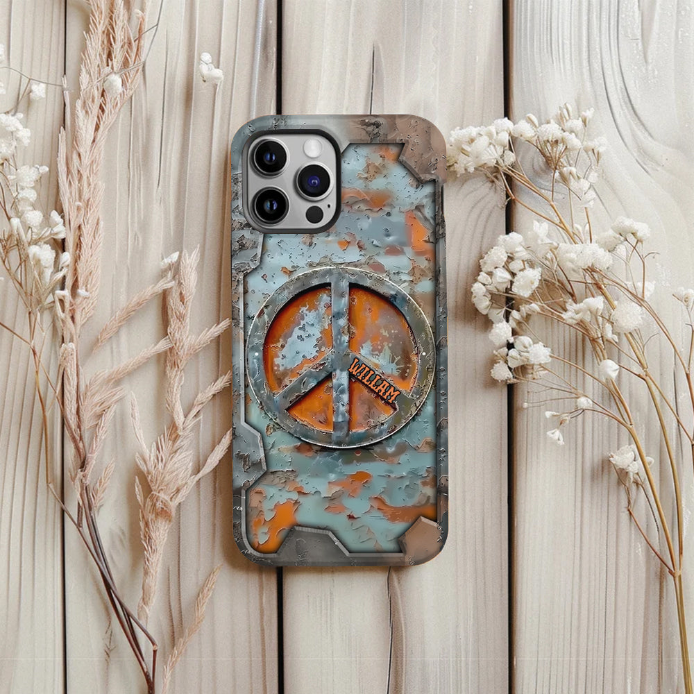 Liebe und Frieden – Personalisierte Handyhülle im Hippie-Stil mit Vollprint