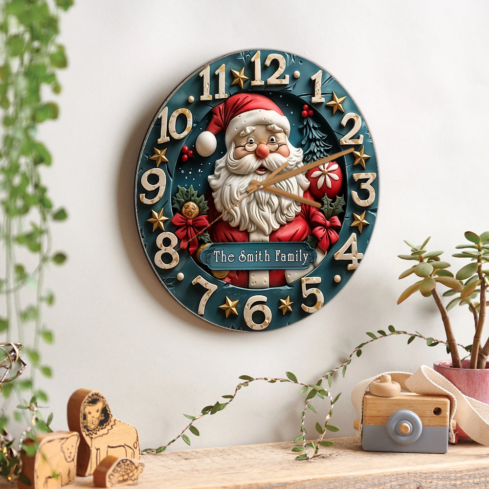 Es ist Zeit für den Weihnachtsmann – Personalisierte Familienwanduhr