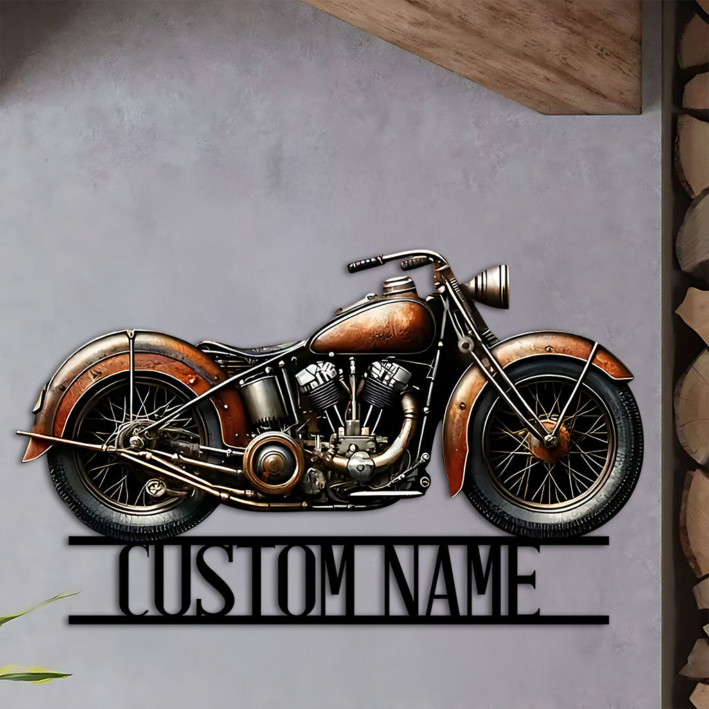 Plaque métallique personnalisée avec nom - Motif motard