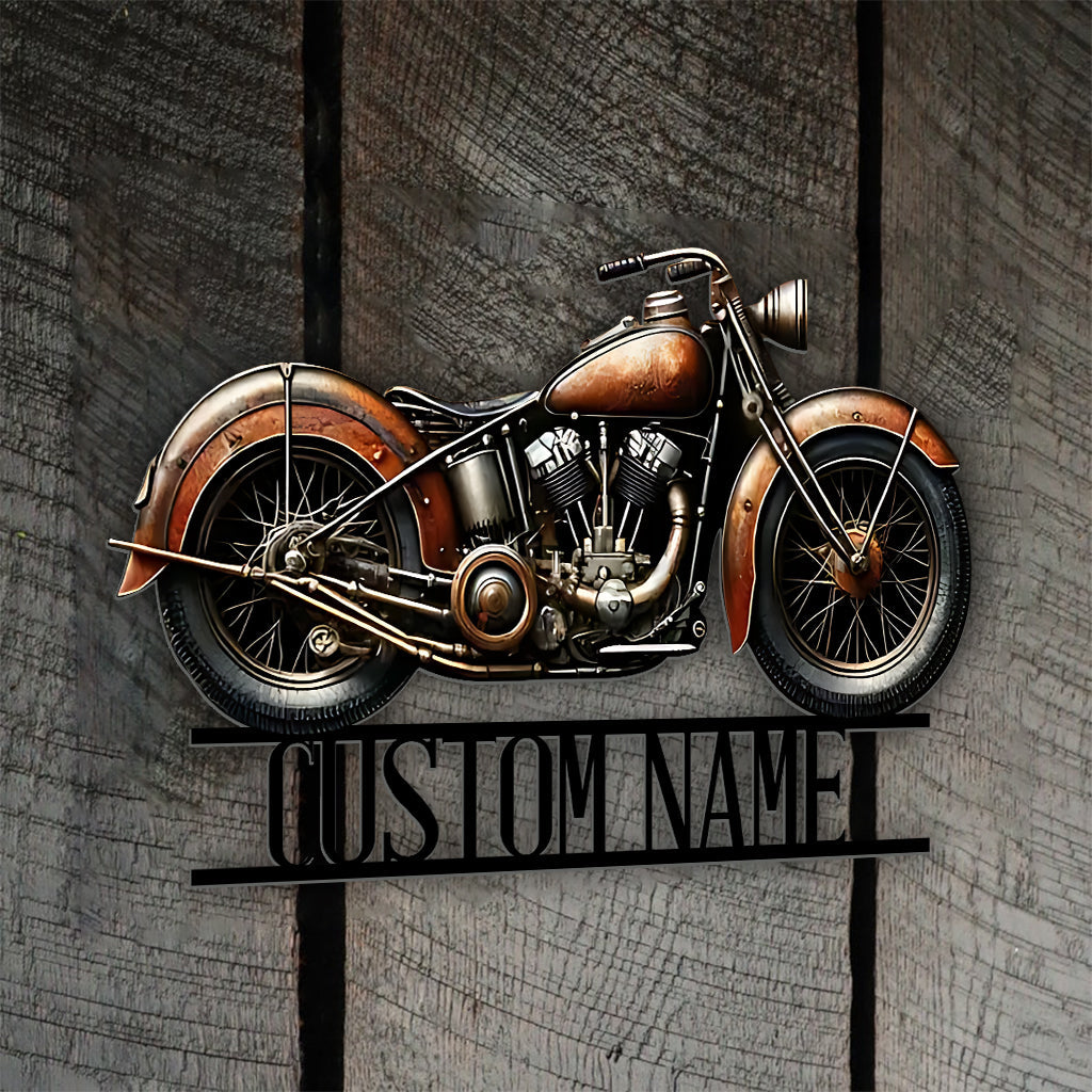 Plaque métallique personnalisée avec nom - Motif motard
