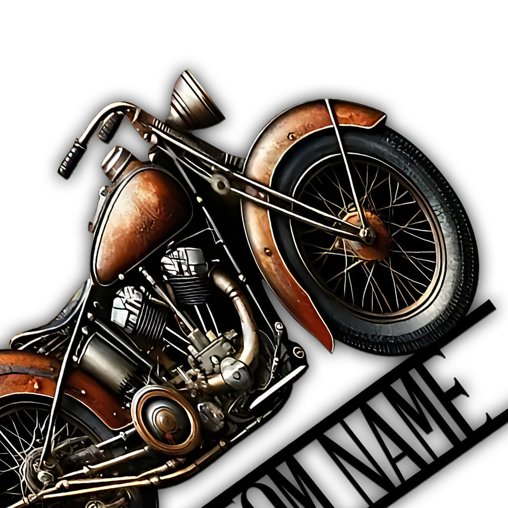 Plaque métallique personnalisée avec nom - Motif motard