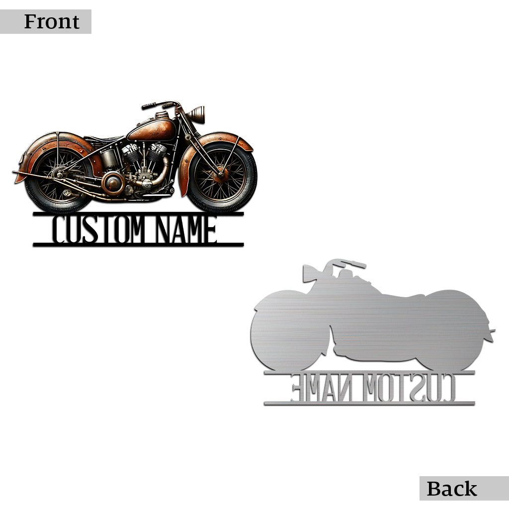 Plaque métallique personnalisée avec nom - Motif motard