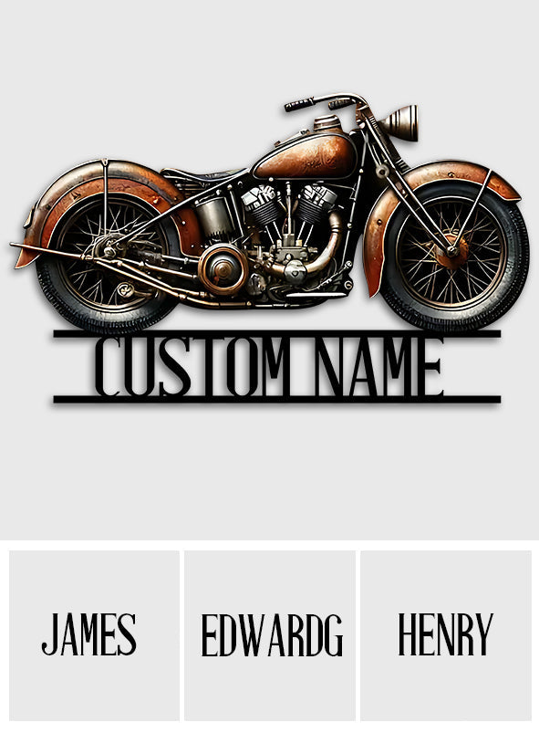 Plaque métallique personnalisée avec nom - Motif motard