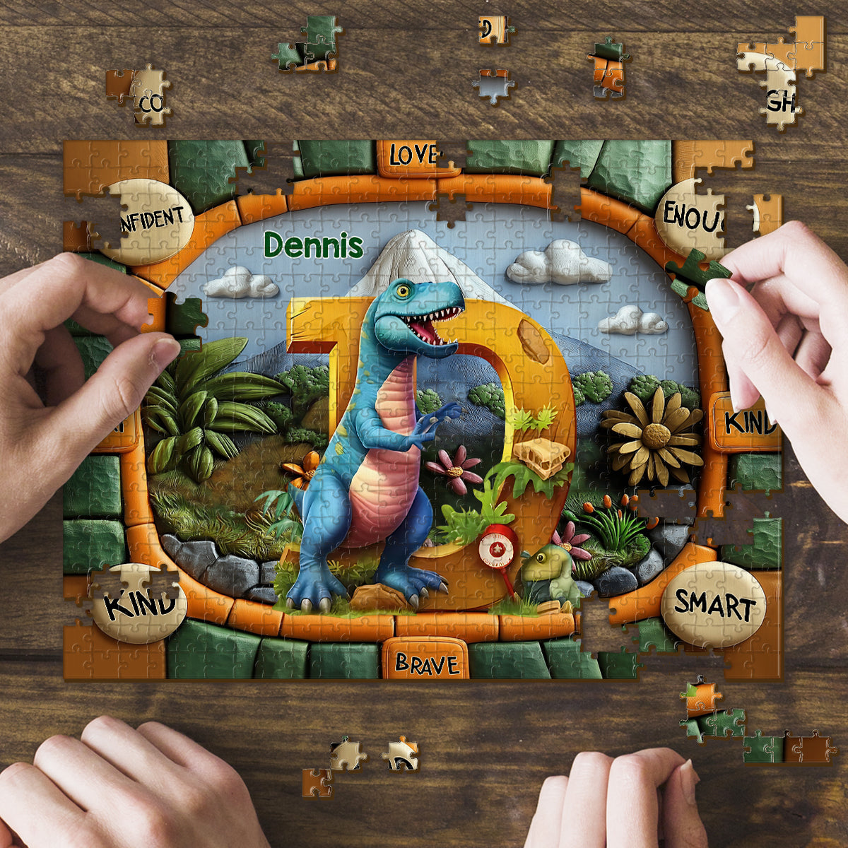Dinosaurier-Briefgeschenk für Enkelkinder – personalisiertes Kinderpuzzle