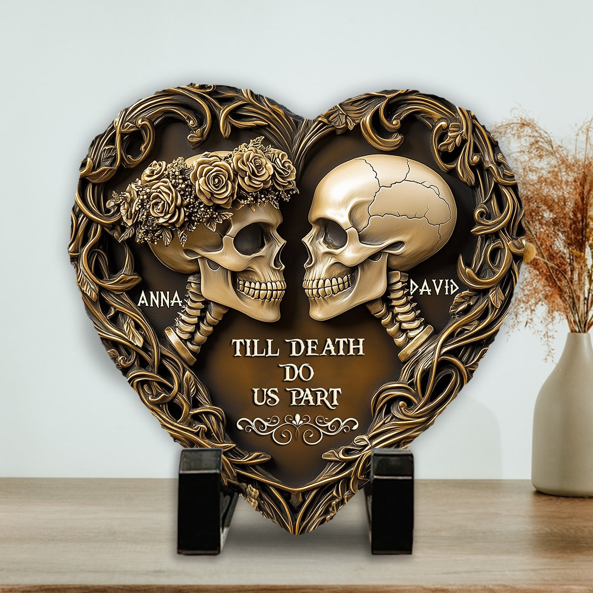 Til Death Do Us Part - Personalized Couple Heart Shaped Stone