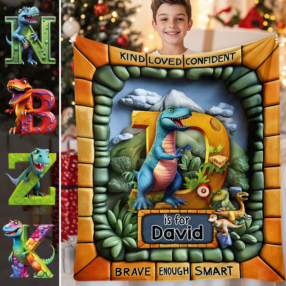 Cadeau sur le thème des dinosaures pour les petits-enfants - Couverture enfant personnalisée