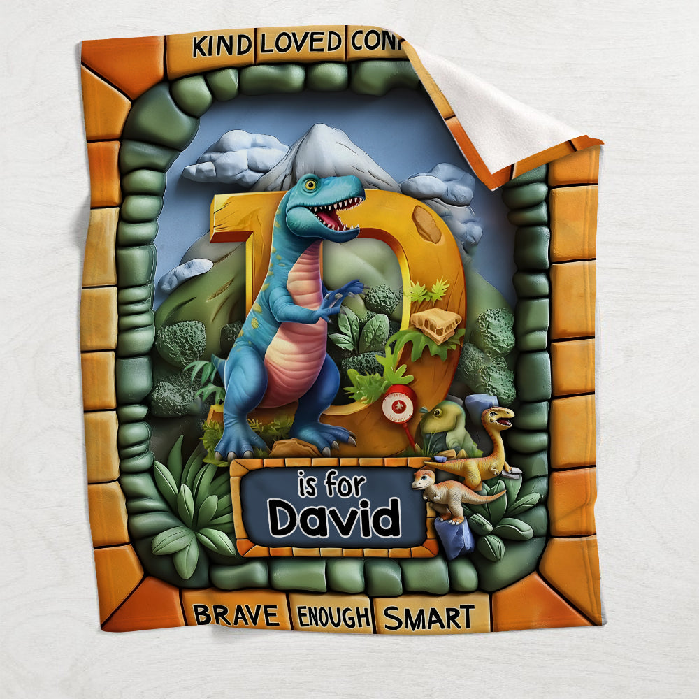 Cadeau sur le thème des dinosaures pour les petits-enfants - Couverture enfant personnalisée