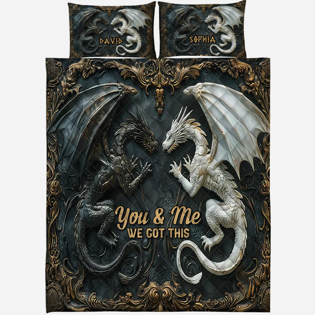 „Du und ich, wir schaffen das“ – personalisiertes Drachen-Bettwäscheset