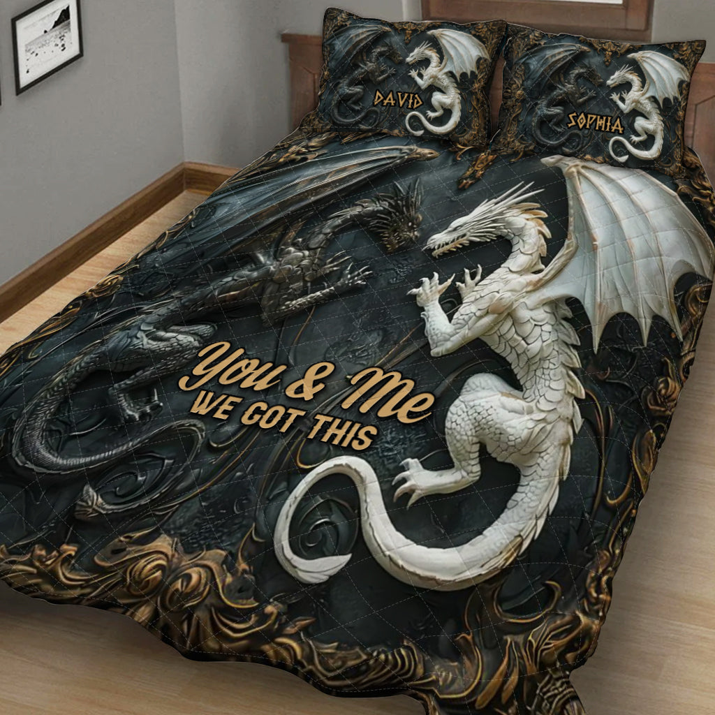 „Du und ich, wir schaffen das“ – personalisiertes Drachen-Bettwäscheset