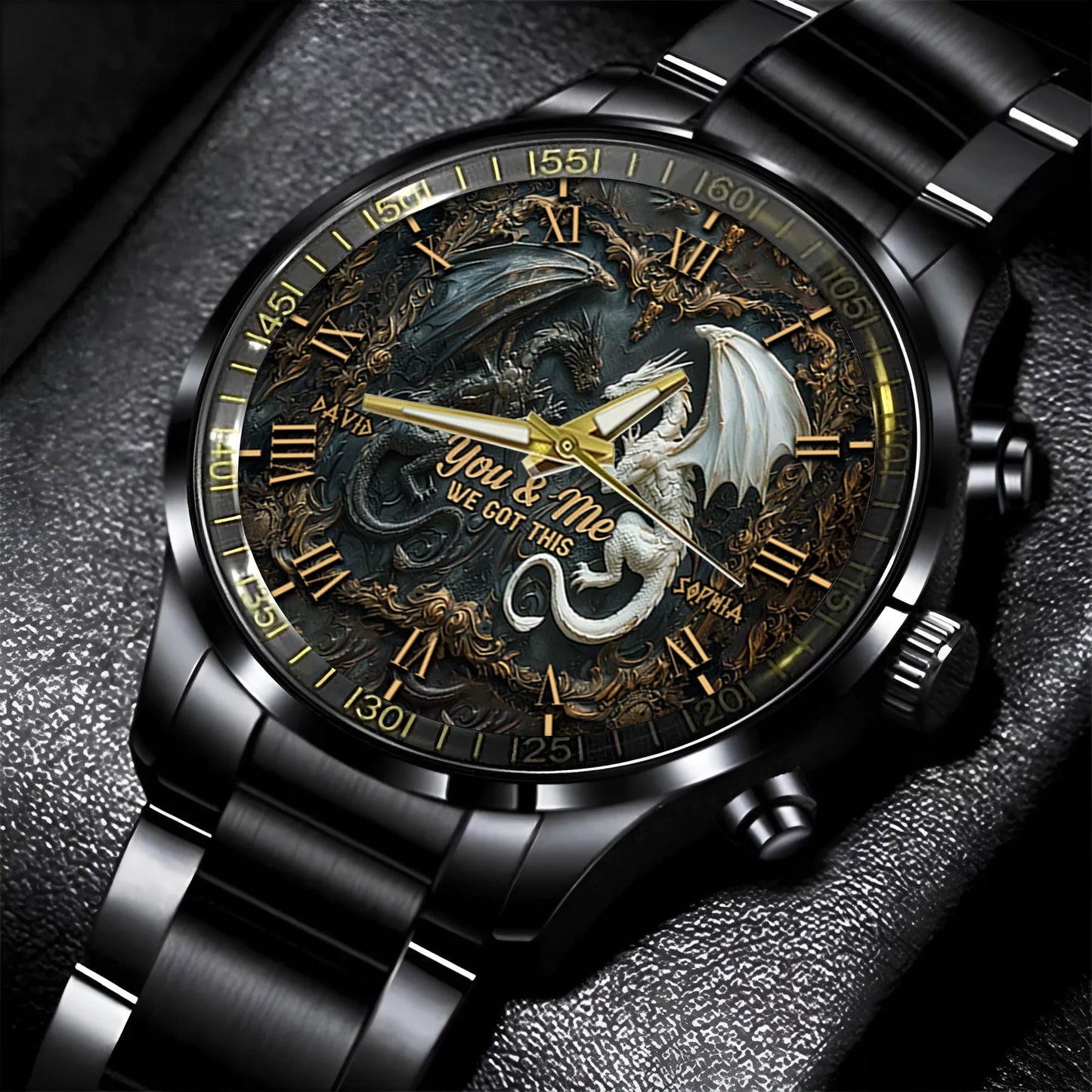 Toi et moi, on gère ça - Montre à main dragon personnalisée