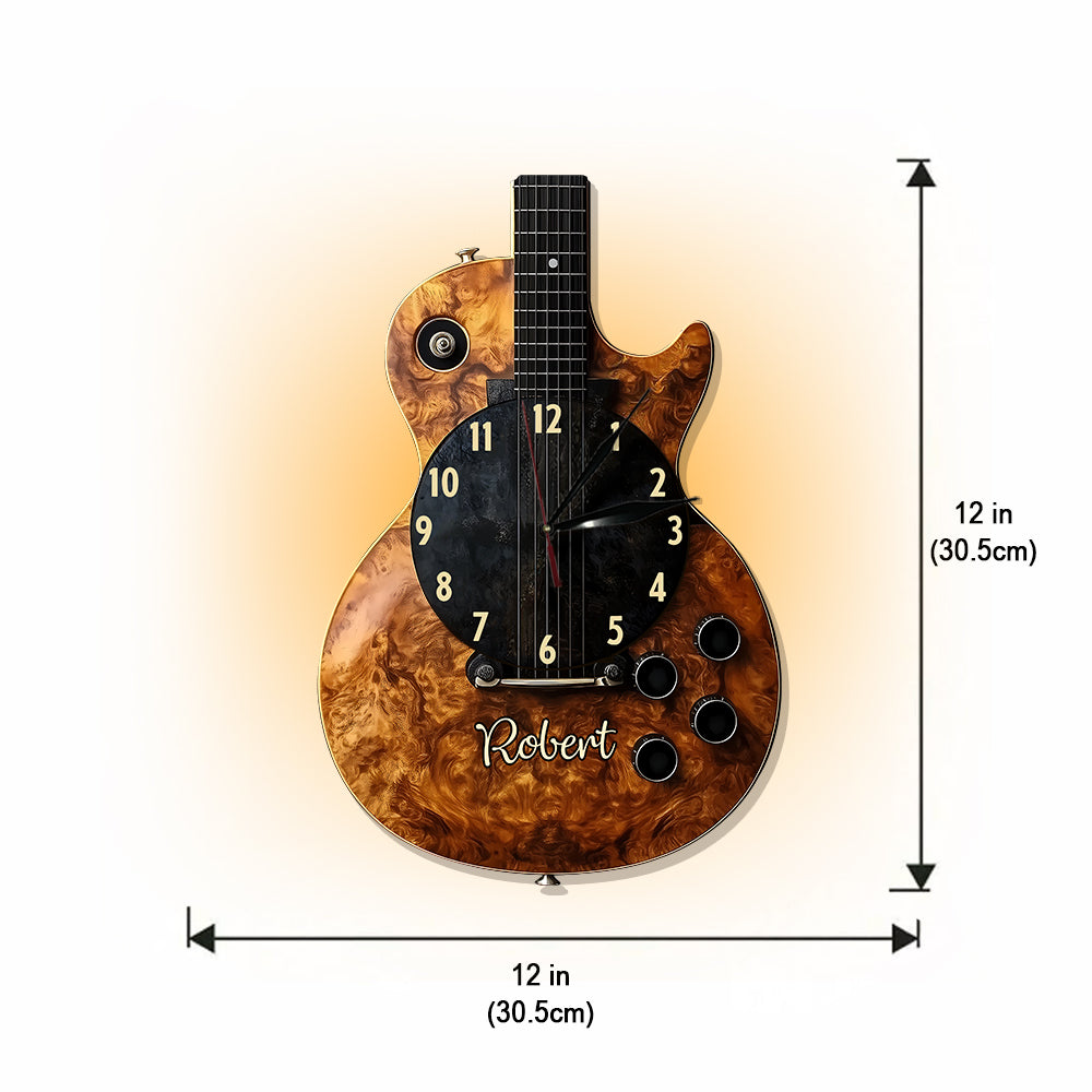 L'heure de la musique - Horloge murale lumineuse LED personnalisée en forme de guitare