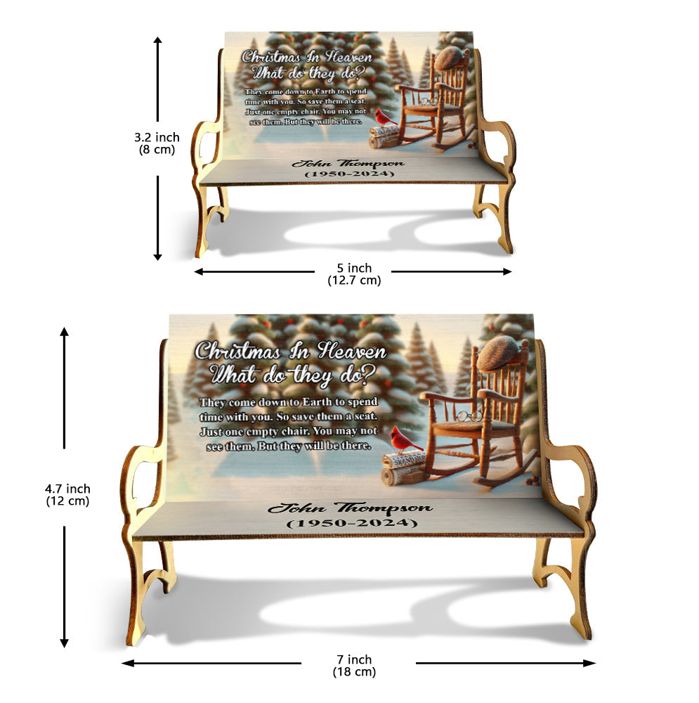 Christmas In Heaven - Personalized Memorial Wooden Bench