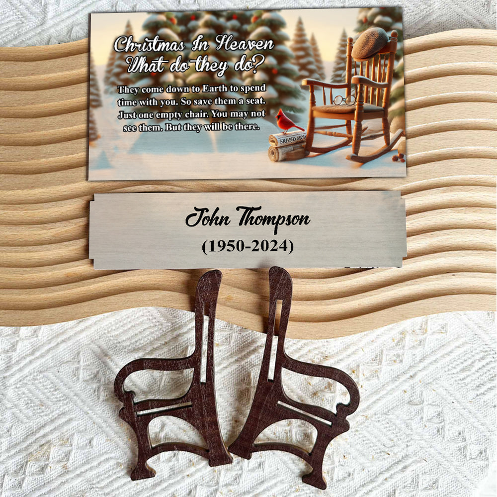 Christmas In Heaven - Personalized Memorial Wooden Bench
