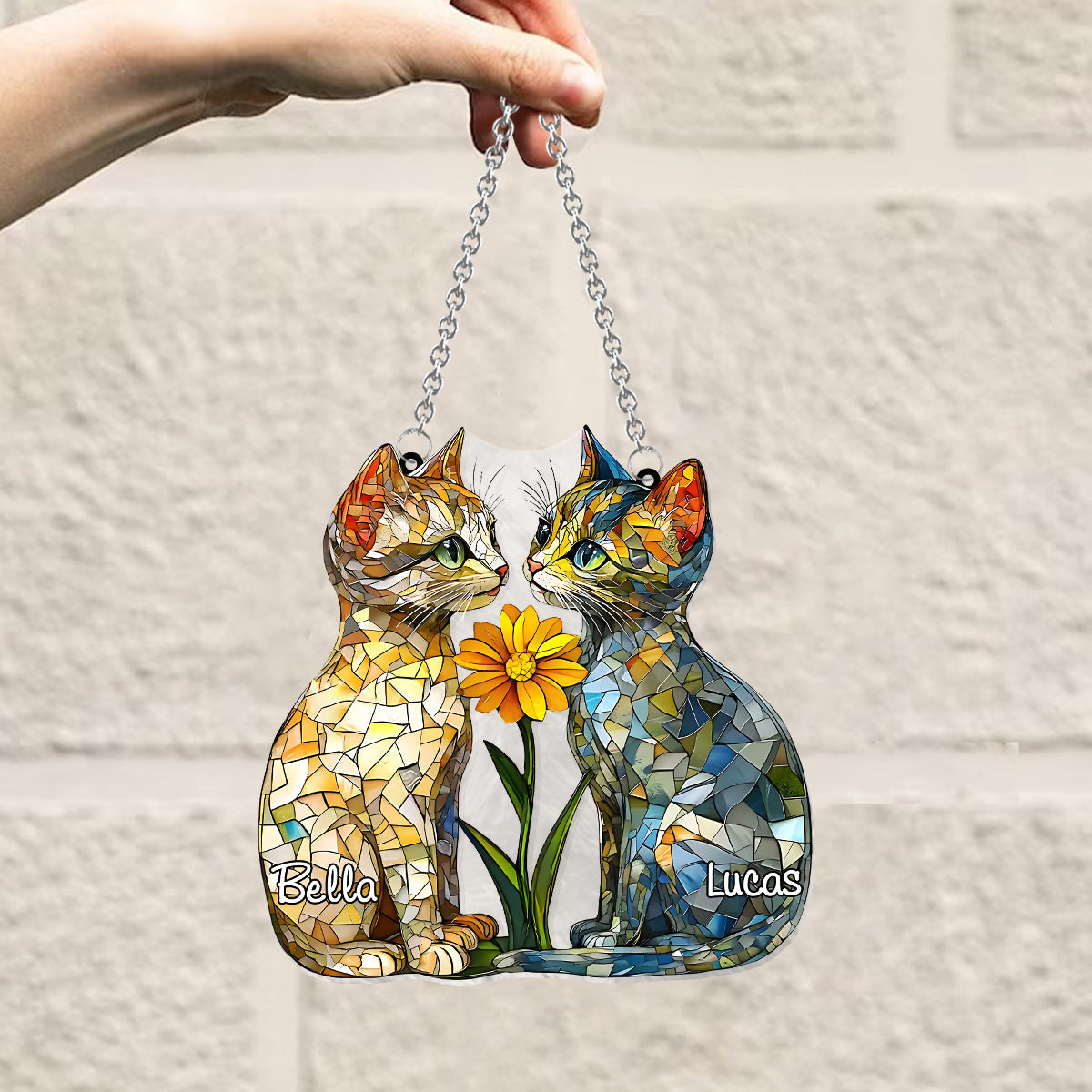 Love Cats - Personalized Cat Window Hanging Suncatcher Ornament
