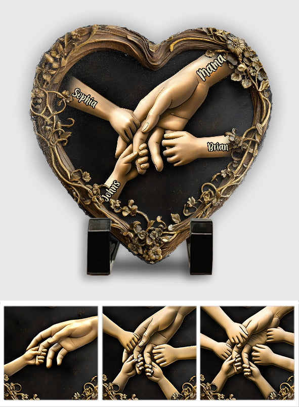 Hold Our Hands - Personalized Mother Heart Shaped Stone