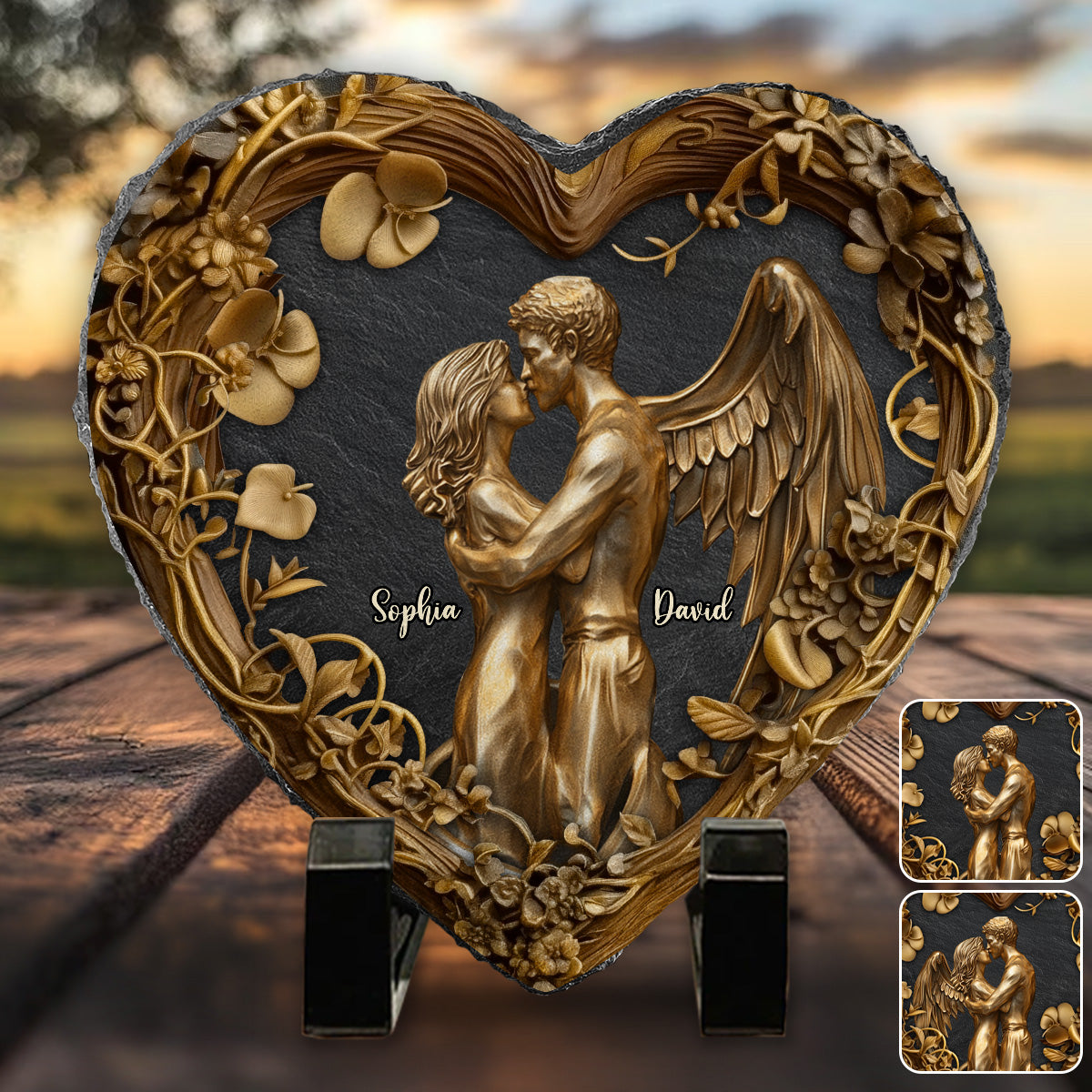 You & Me - Personalized Couple Heart Shaped Stone