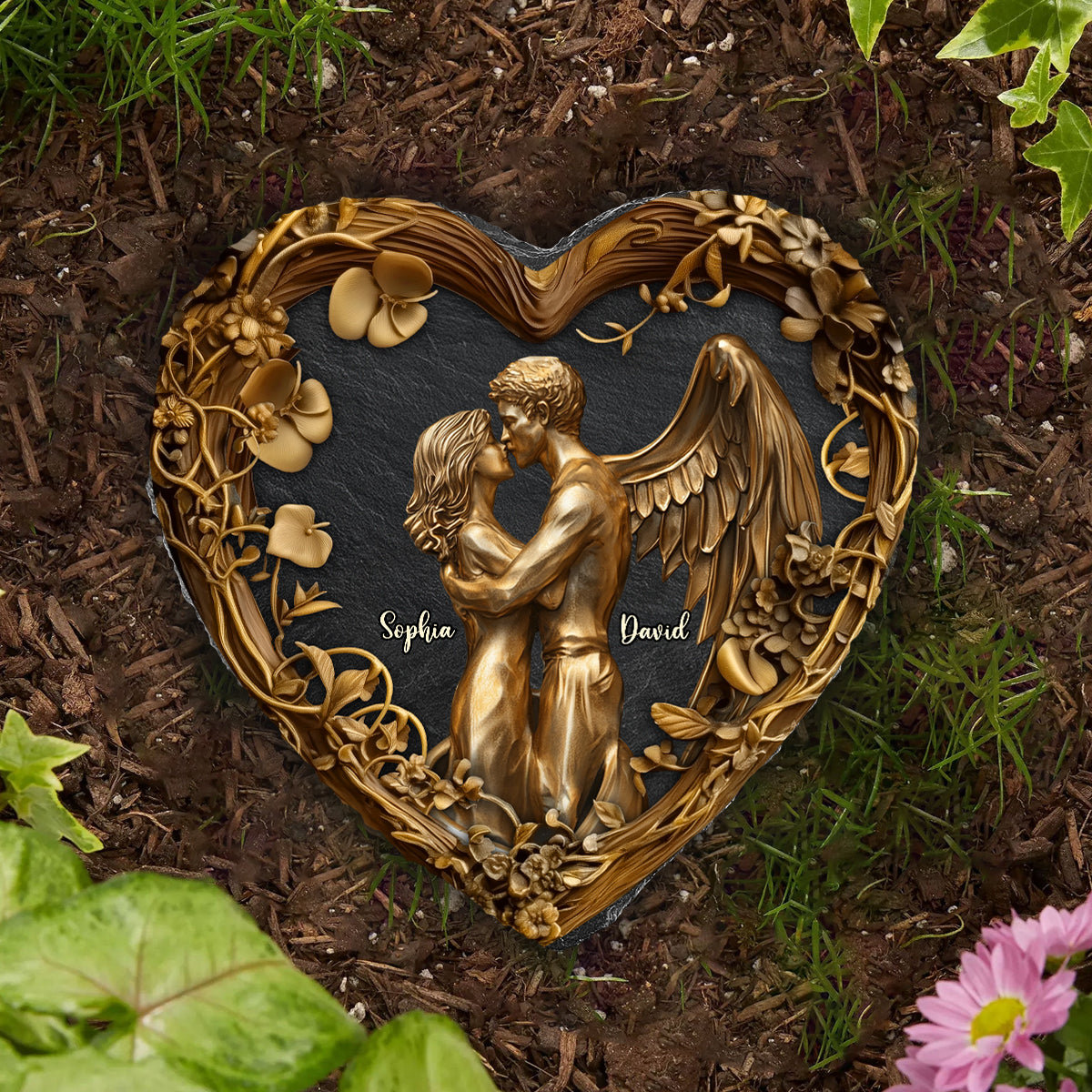 You & Me - Personalized Couple Heart Shaped Stone