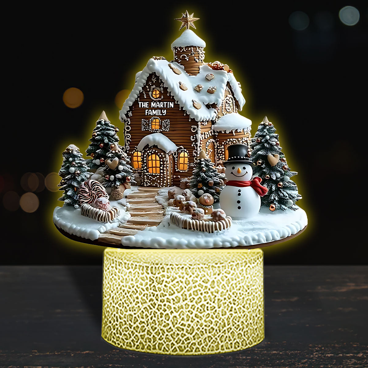 Joyeux Noël - Socle lumineux personnalisé en forme de famille