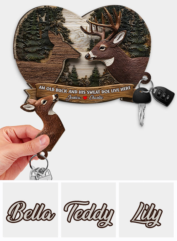 An Old Buck and His Doe Live Here - Personalized Couple Key Holder