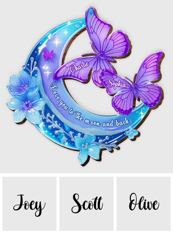 Love you to the moon and back - Personalized Couple Shaped Car Visor Clip