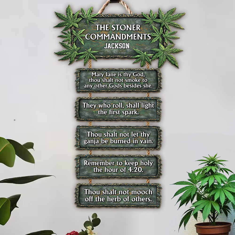 Les commandements du fumeur de joints - Panneau personnalisé en bois de palette pour le cannabis